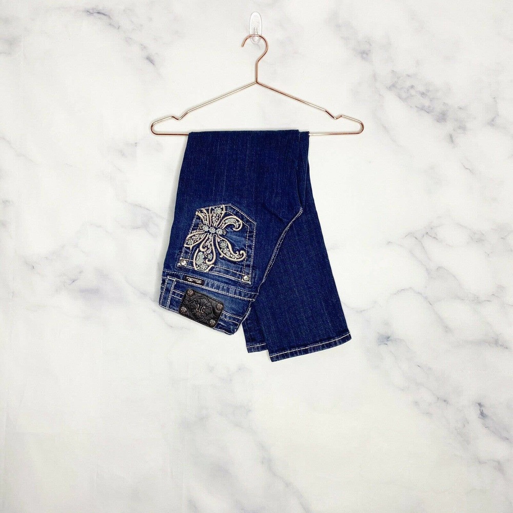 Miss Me Boyfriend Capri Mid Rise Fleur De Lis